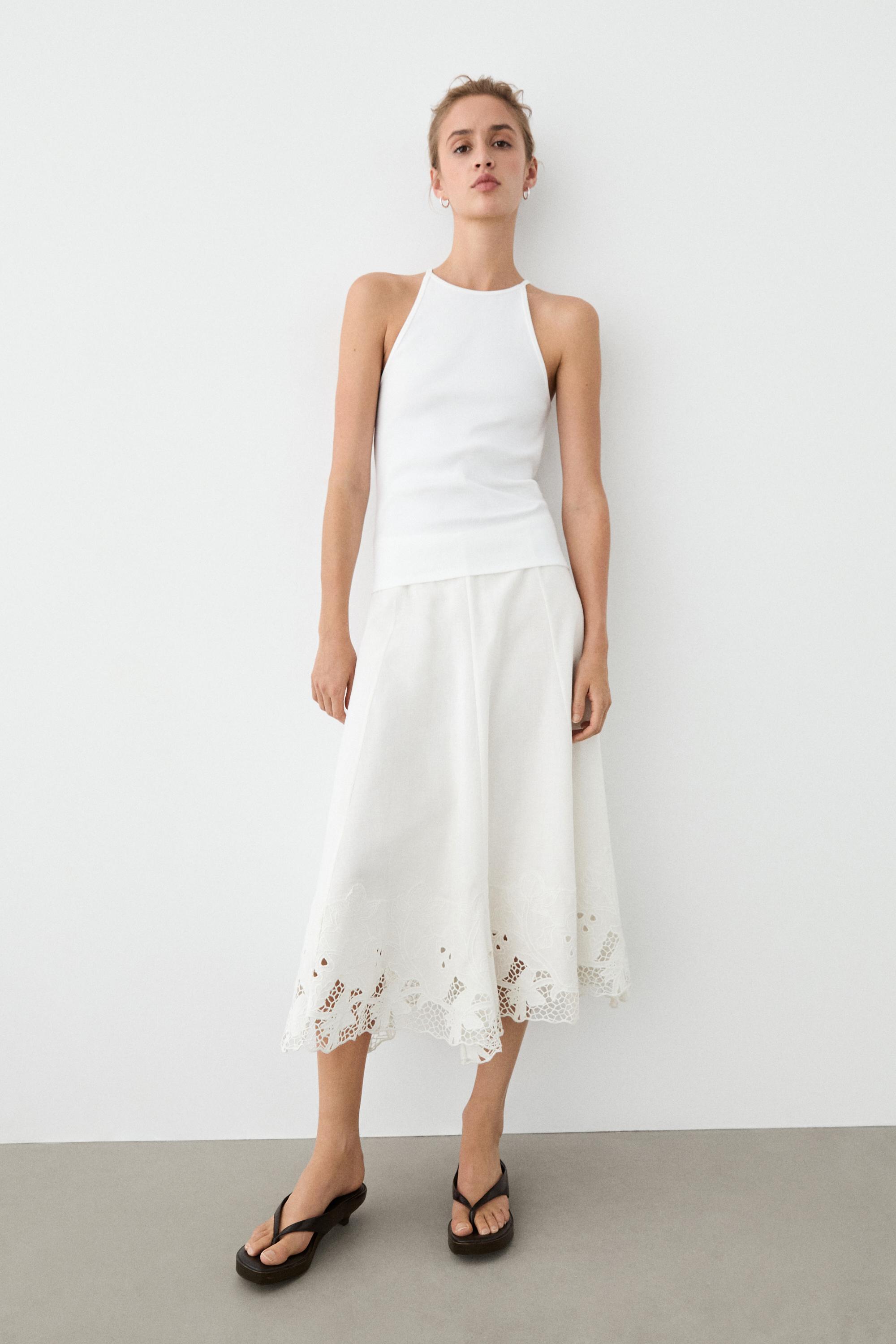 Top encolure américaine en coton mélangé